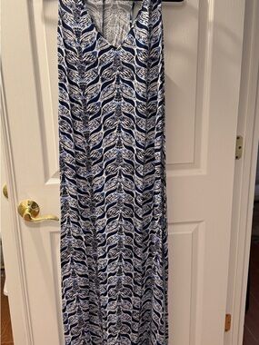 Lilly Pulitzer Navy and White Wave-Print Maxi Dress